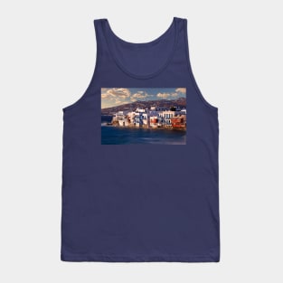 The picturesque Little Venice in Mykonos, Greece Tank Top